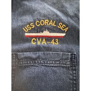 Ultra Club Cypress Denim Men's Long Sleeve Shirt Size XL  USS Coral Sea Navy